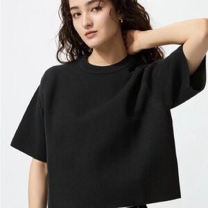 Washable Uniqlo Milano Ribbed Sweater Short Sleeve